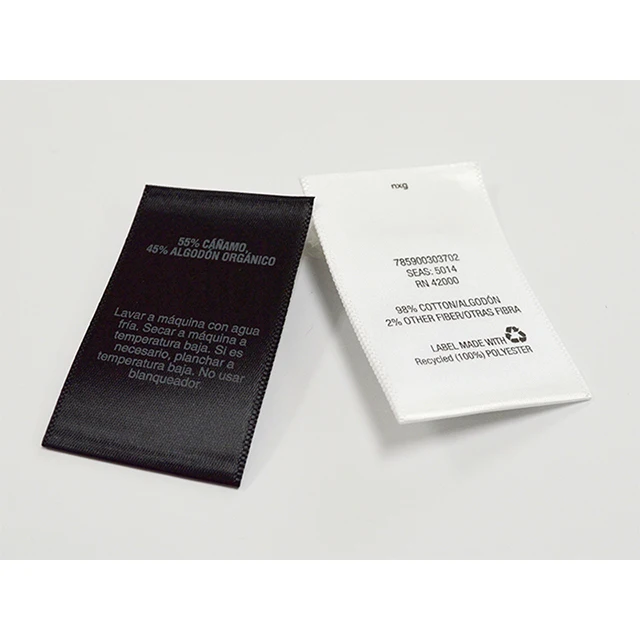 

2021 new style garment woven label for clothing wash care neck label, Custom color