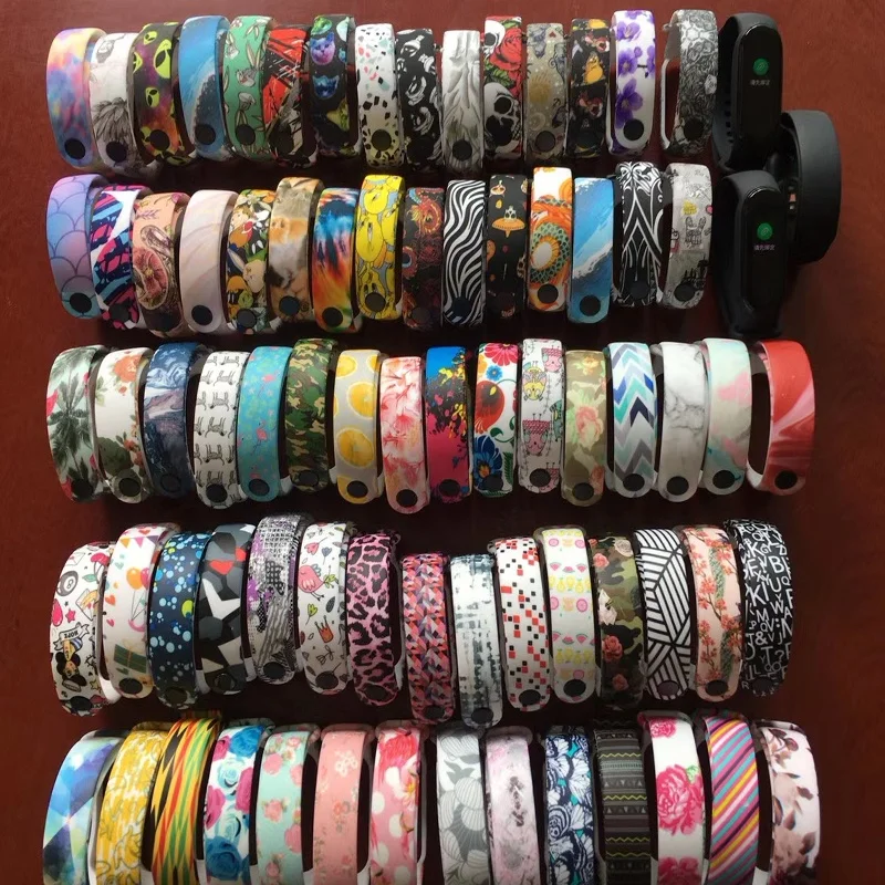 

2020 new arrival soft skin printed silicone band for xiaomi mi band 5 nfc