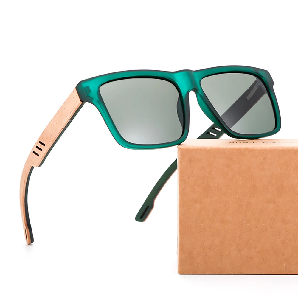 

ECO Friendly Custom logo Colorful Wood Polarized Lenses Sunglasses for Men Women Square Bamboo Sun Glasses