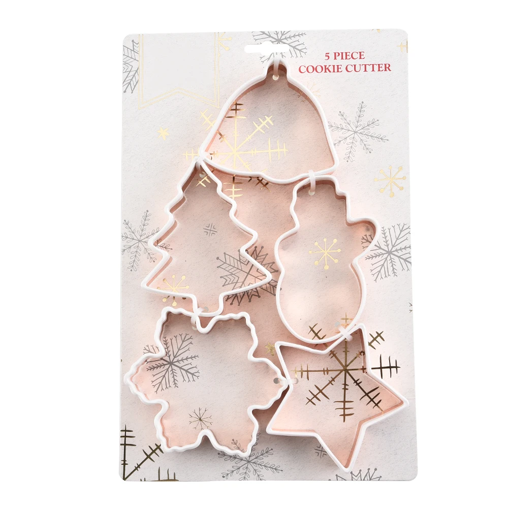 

Unique design high quality 5Piece Christmas Cookie Cutter Set with Copper Finished with Silicone Dipped