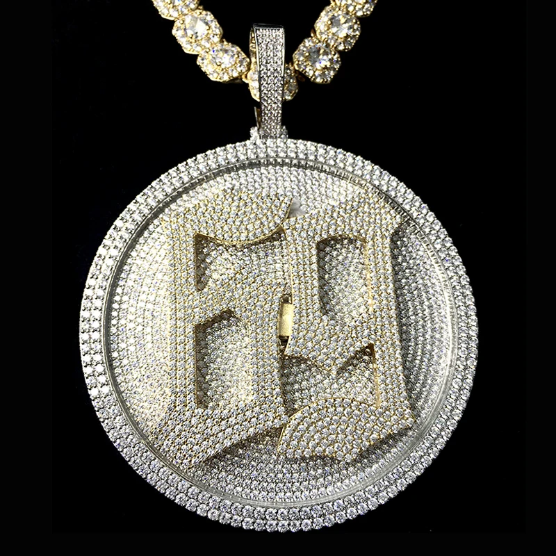 

Custom Pendant Medallion Bling Cubic Zirconia Hip Hop Swoosh Pendants Gold Plated Iced Out Men Charms Necklace Hiphop Pendant, White/yellow