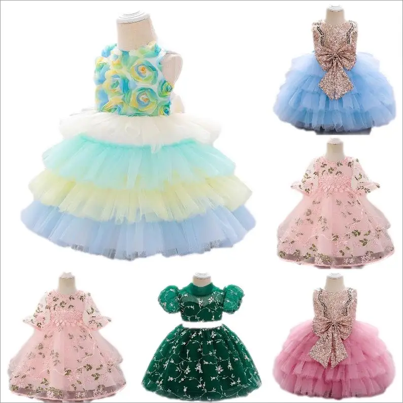 

Factory direct sales quality lace girls dress casual embroidery party children's formal dress, Pink