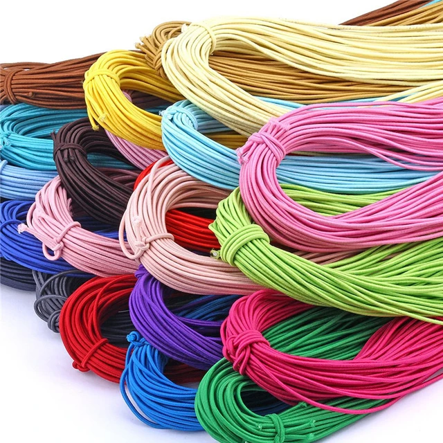 

Wholesale 2mm Colorful High-Quality Round Elastic Band Round Elastic Rope Rubber Band Elastic Line DIY Sewing Accessories, Black white colored multi