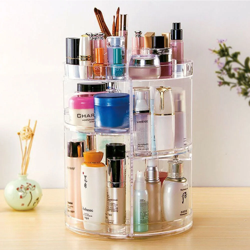 360 Rotating Makeup Organizer and Storage, COOLBEAR Spinning Cosmetic  Organizer with 6 Adjustable Layers, Fits Skincare, Perfume, Clear Acrylic