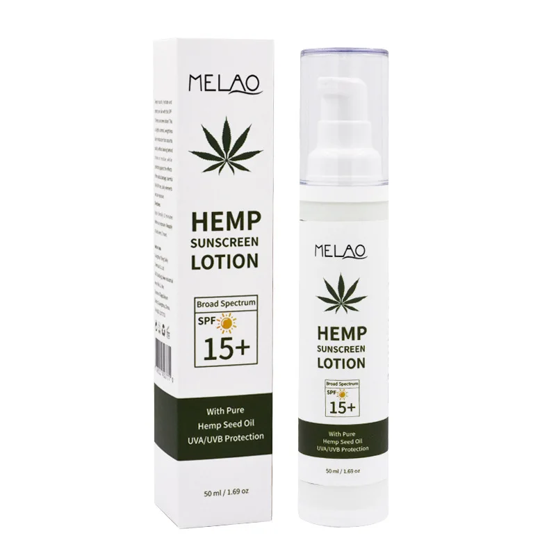 

50ml Hemp Sunscreen Lotion SPF 15 with Pure Hemp Seed Oils Natural Sunblock Cream Private Label Custom Logo with Low MOQ