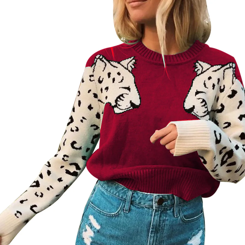 Venta al por mayor sweater estampado de tigre Compre online Ropa Suelta De Gran Tamaño para Mujer Cabeza De Tigre