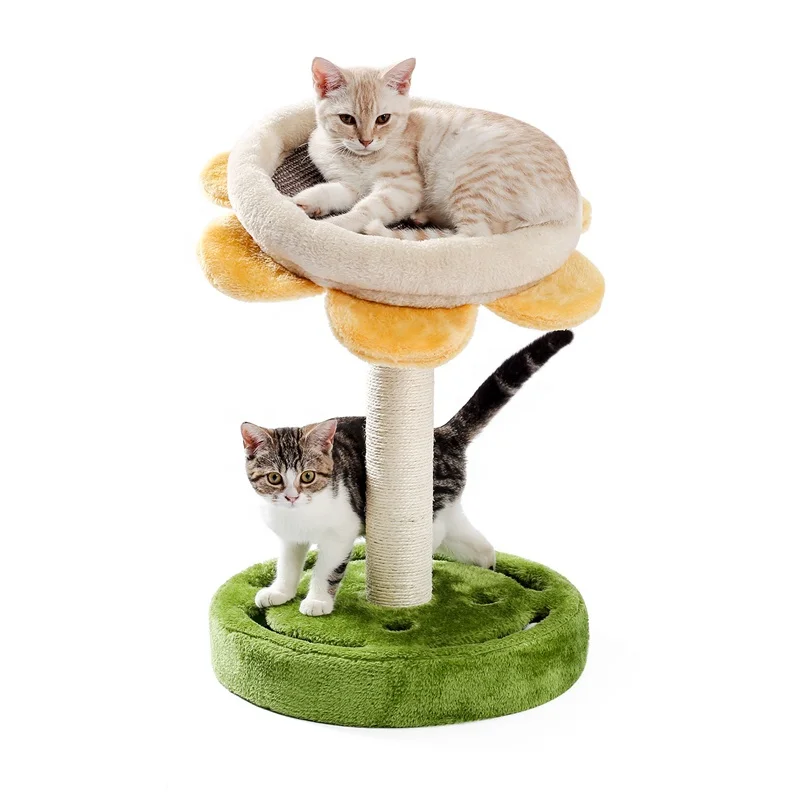 

Hot Sale Sunflower Cat Tree Cat Scratching Post Cat Interactive Toys For Resting Yellow, Yellow or green