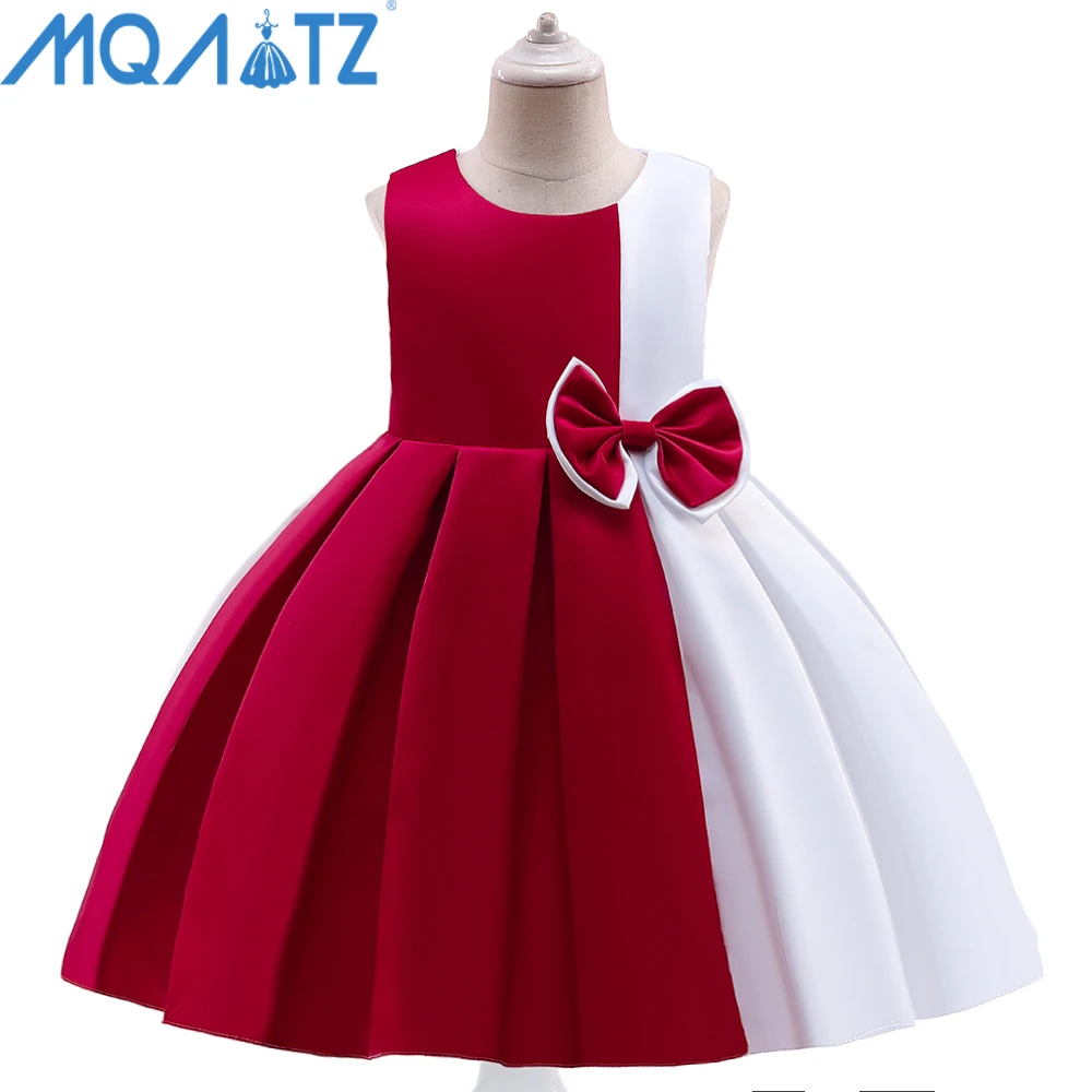 

MQATZ Flower Girls' Dresses Kids Beautiful Model Dress two tone Contrast Color Girl Vest Princess Dress L5245