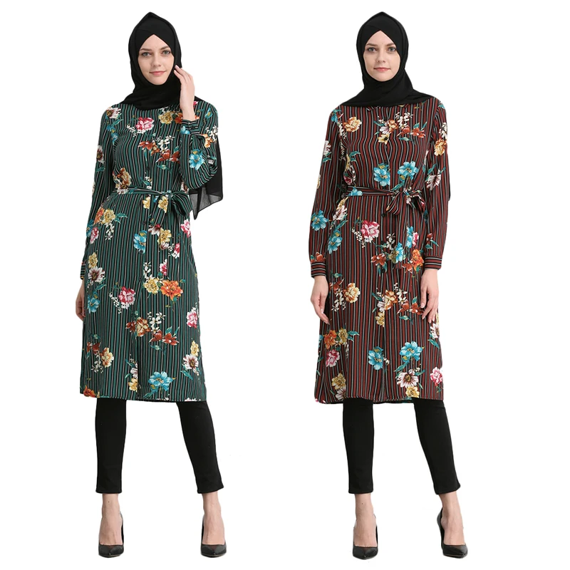 

New arrival elegant abaya in dubai muslim jubah kimono for muslim, Green/red