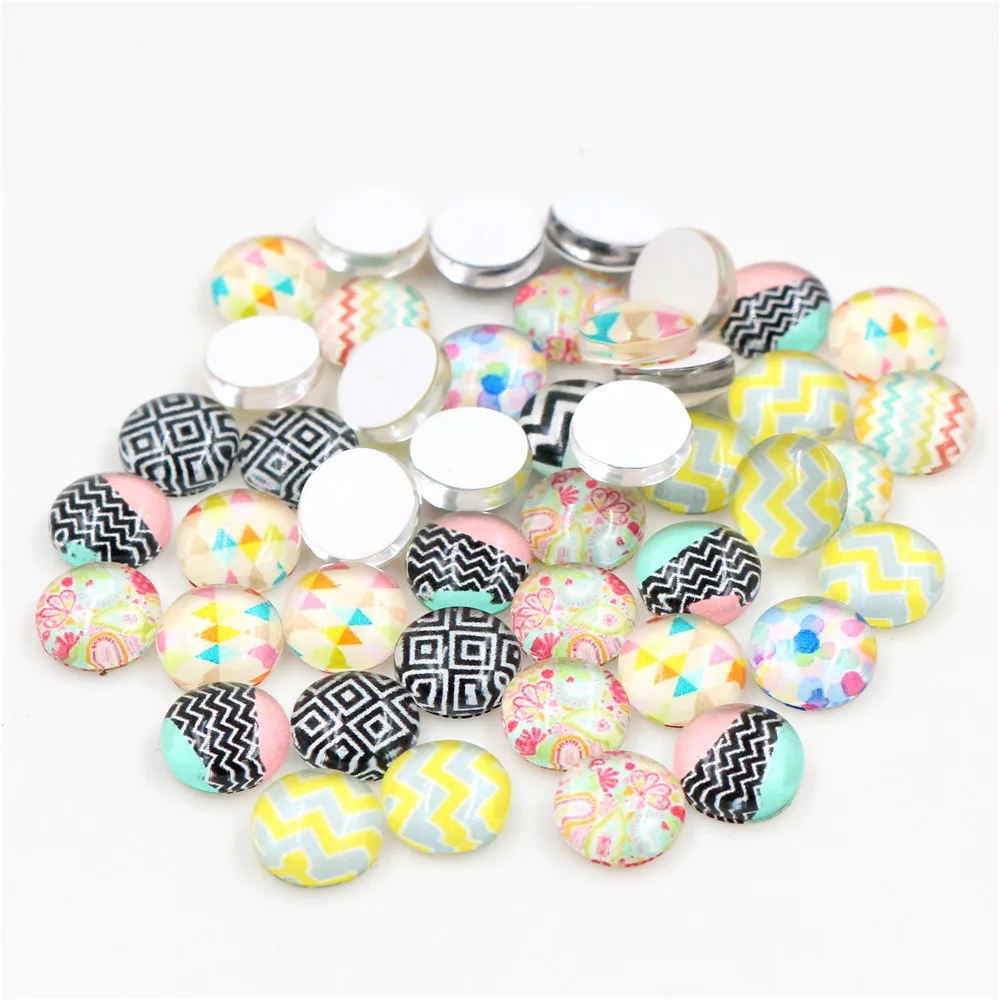 

20-50pcs/lot  Mixed Handmade Lines Photo Glass Cabochons Dome DIY Jewelry Making Findings Accessories, Multi-colors