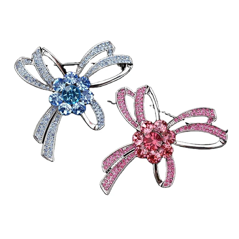 

JAENONES High Quality Fashion Customized Luxury Crystal Rhinestone Fancy Brooch Elegant Bowknot Brooches For Women