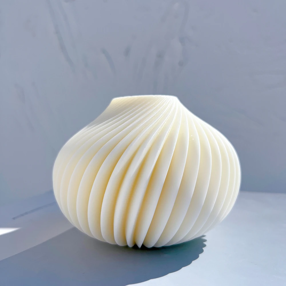 Spiral Ball Candle Silicone Mold Round Twirl Soy Wax Molds Geometric Swirl Ball Wavy Candle Mould
