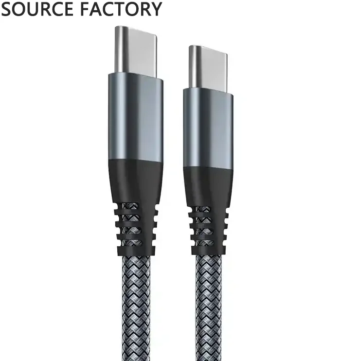 

1m 3ft Usb C Type-c Male To Male Braid Type C Cable 20V 3A PVC 60W 480Mbps PD Fast Charging Cable Customizable