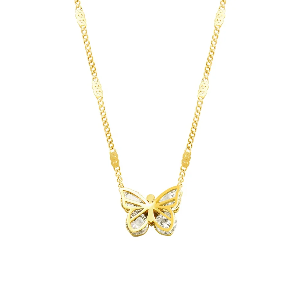 

Personality Creative Trend Butterfly Pendant Necklace Zircon Stainless Steel Necklace 18K Gold Plated Clavicle Necklace