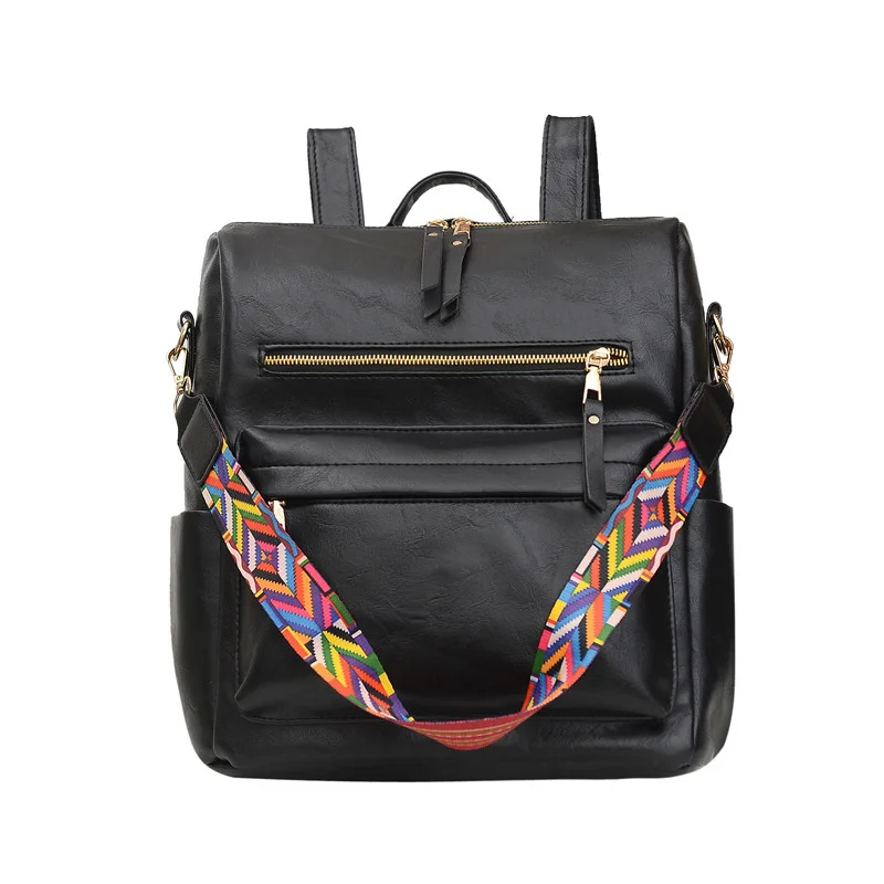 

Custom Wholesale Large Capacity Fashion Students School Bag Backpack Women Multifunction Travel Leather handbag