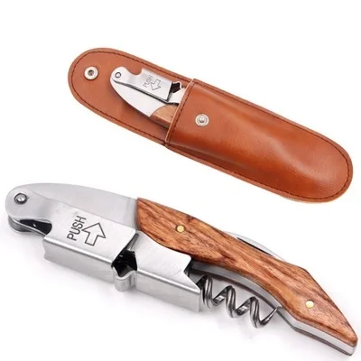 

Professional Stainless Steel Waiter's Friend Wine Bottle Corkscrew Opener with Leather Bag