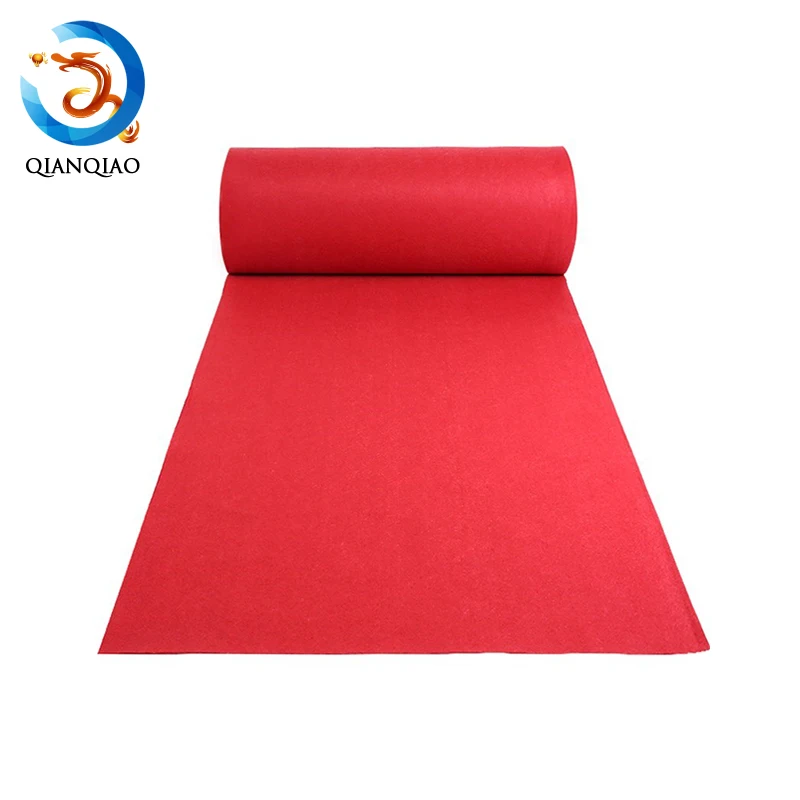 Red color felt rugs fabric bright red exhibition carpet roll