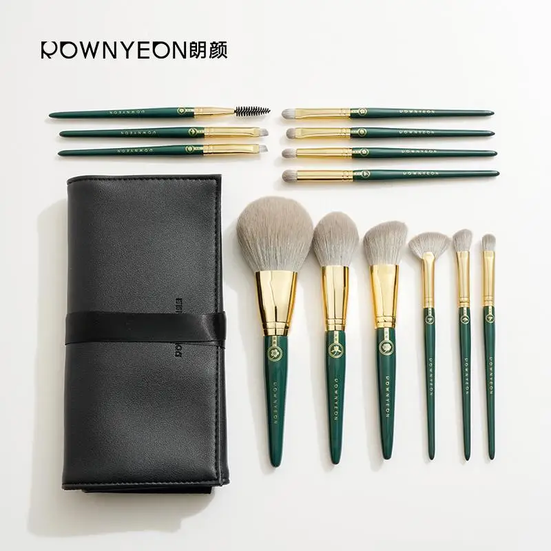 

Rownyeon Hot Sale Custom Private Labsl Facial Brush Set Synthetic Goat Hair Brushes Set With Logo, Green,brown,white,custom