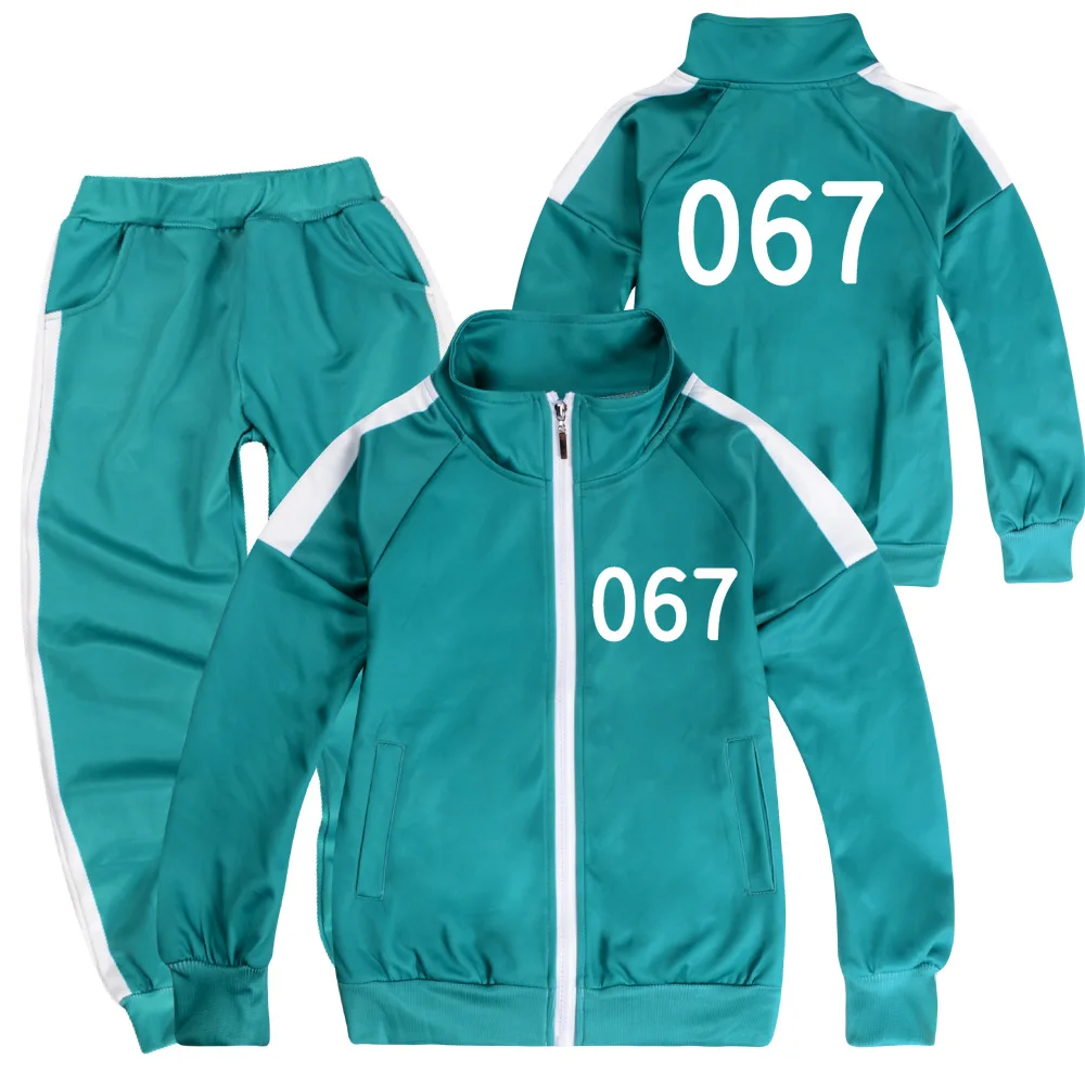 

Korean drama same style squid game clothing 067 001 456 suit children's sportswear two-piece zipper jacket