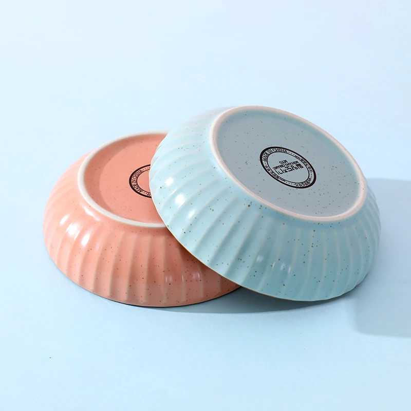 

QIAN HU Stock Wholesale Tableware Ceramic Bowl and Plate Set Porcelain, Blue,pink