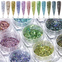 

12 Colors Laser Mix Size Hexagon Shining Nail Glitter Sequins