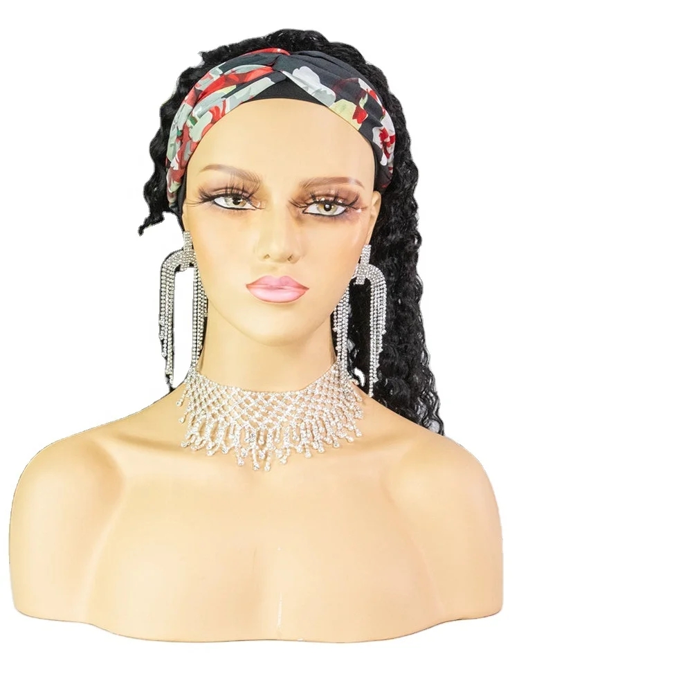 

Free shipping Best Selling deep wave Brazilian human hair wigs headband wig for women