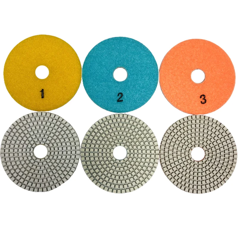 

4 inch 3 step polish pad edge diamond polishing pads for granite stone polisher pad