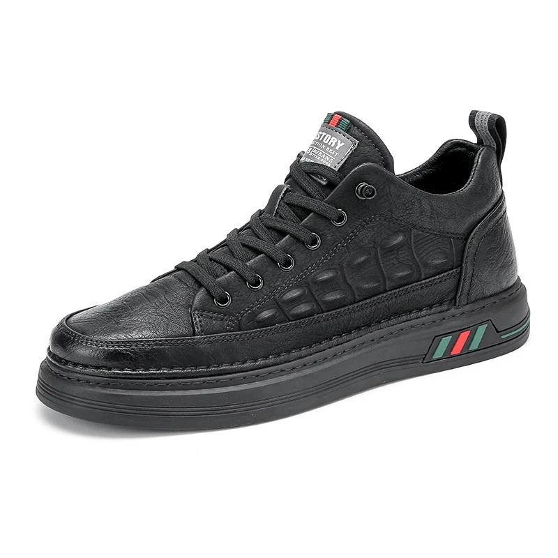 

Hot Selling For Men Genuine Leather Board Running Shoes Black Board Shoes