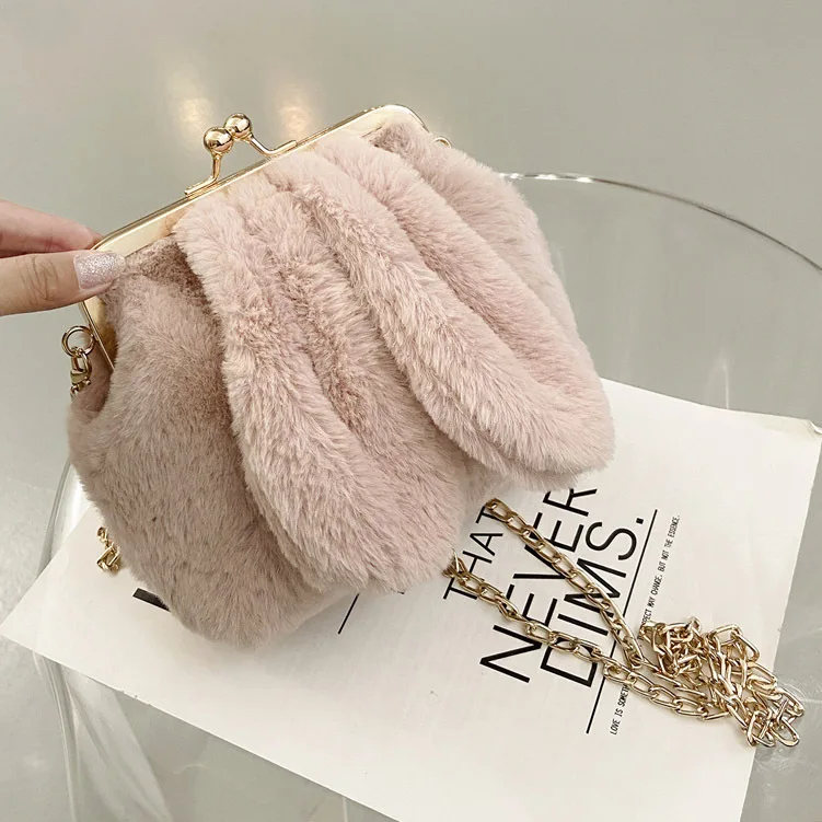 

510 Latest fashion crossbody handbags purses net red rabbit ears plush bags women handbags ladies
