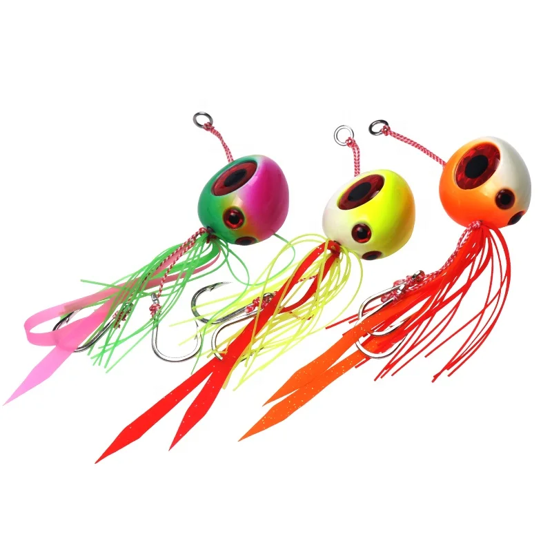 

60g 80g 100g 120g 150g 200g metal slow jig head with rubber skirts and assist hooks luminous glow lead jigging lure