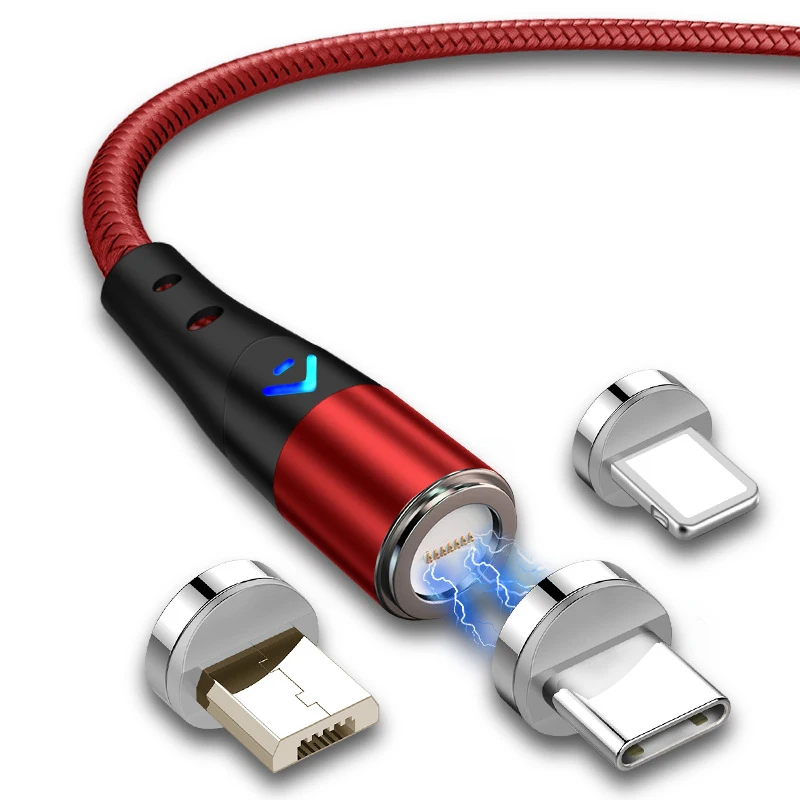 

3A 3 in 1 round magnetic phone cable for micro/IOS / Type C cell phone fast charging magnetic usb cable with cheap price, Red,black,silver,blue