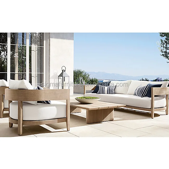 outdoor wooden garden furniture patio sets garden 3 Piece Teak Sofa Seating Group sofas sectionals with Cushions