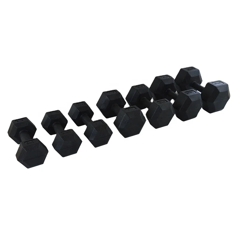 

Eco Friendly Cheap Sand Fill Black Color Environmental Cement Plastic Hex Dumbbell