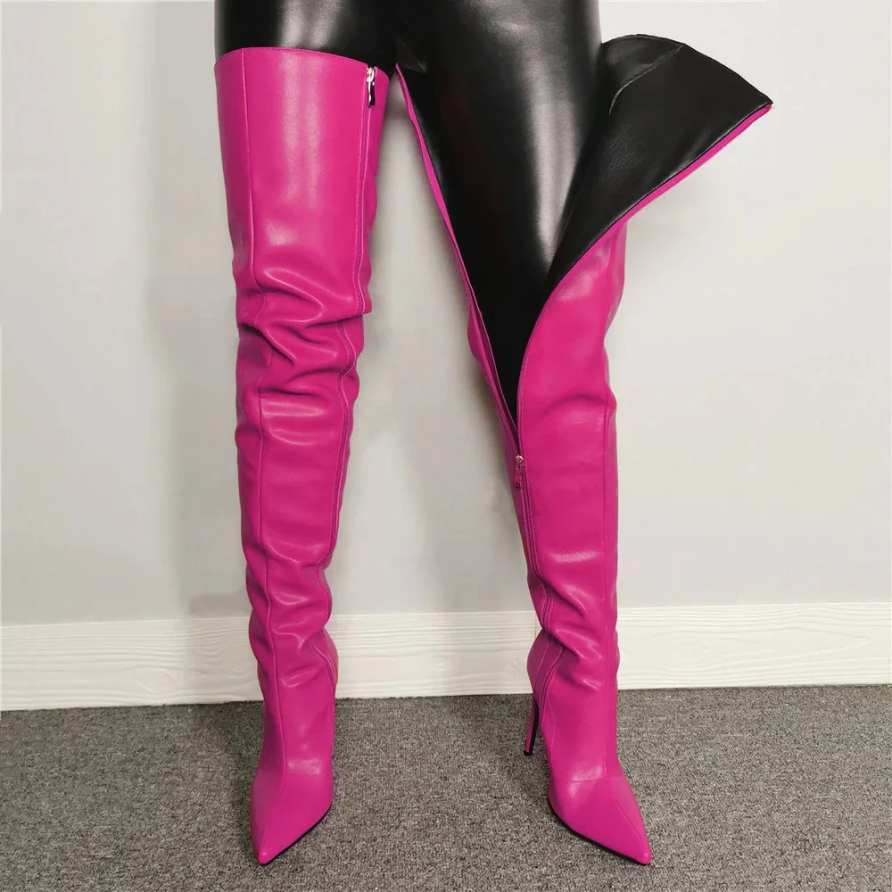 

New Over The Knee Boots Women High Heels Shoes Ladies Thigh High Leather Long Boots Female Shoe