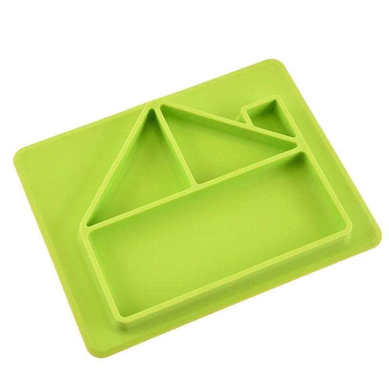 

House Silicone Child Feeding Plate with Suction Cup Fits Most Highchair Trays