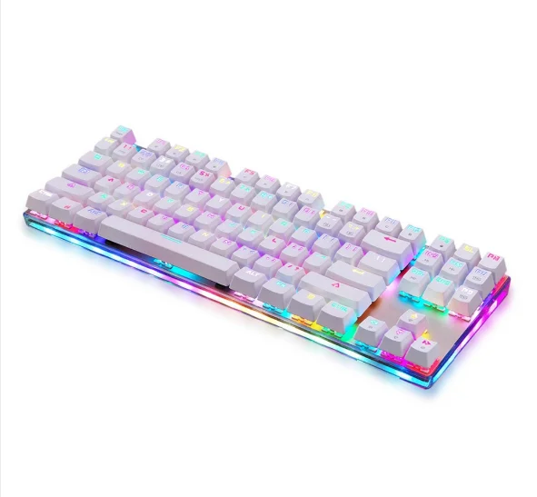 

High-end 87 keys OUTEMU switch RGB Backlighting with Macro software Mechanical Gaming Keyboard for professional gamer, White color with rgb backlit