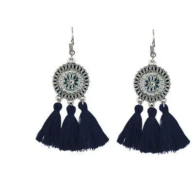 

Factory Chinese miao ethnic earrings alloy tassel boho earrings ethnic