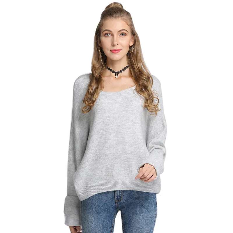 

2021 autumn winter new hot selling women's wear round neck long sleeve loose Pullover Sweater solid color women's sweater