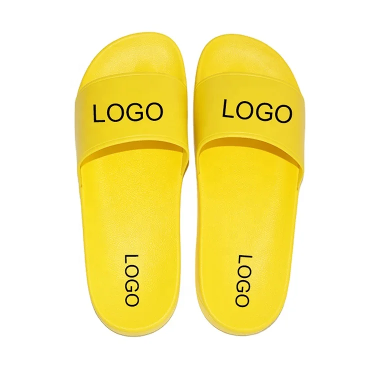 

Bathroom beach summer Printed Logo PVC Blank Designers Custom logo Slippers Slide Sandal,yellow Men'S Sandals Slippers, Customized