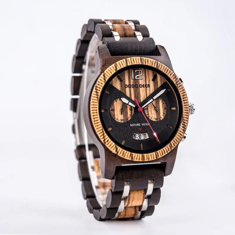 

Luxury branded natural wood band men's casual business wooden watch charming style