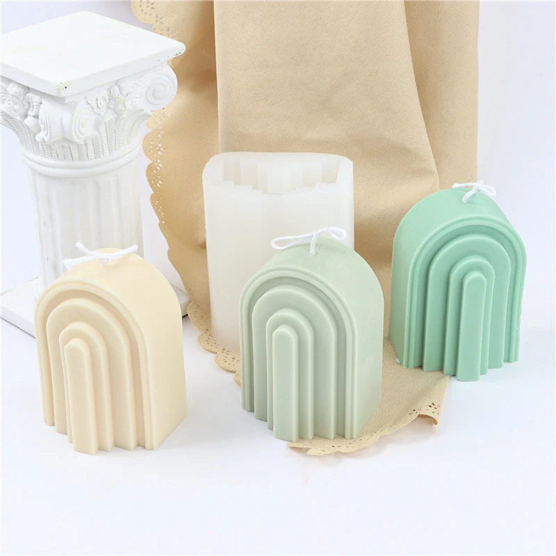 

New design ins candle mold step arch U-shaped aromatherapy candle cement plaster handmade soap candles silicone molds, Random