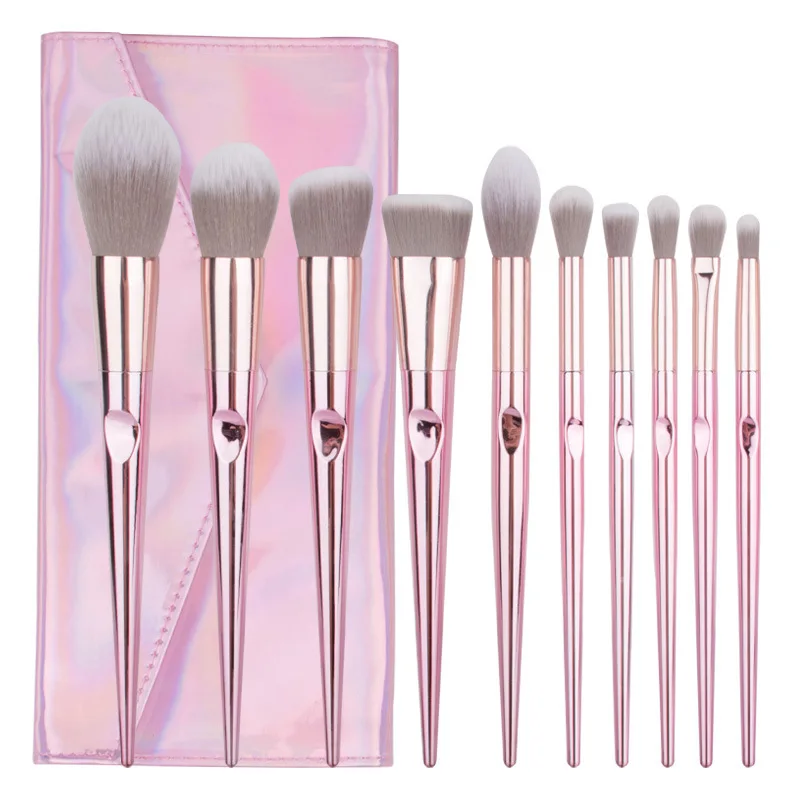 

Personal Care factory wholesale free sample makeup brush set goat hair, Rose gold handle grey hair