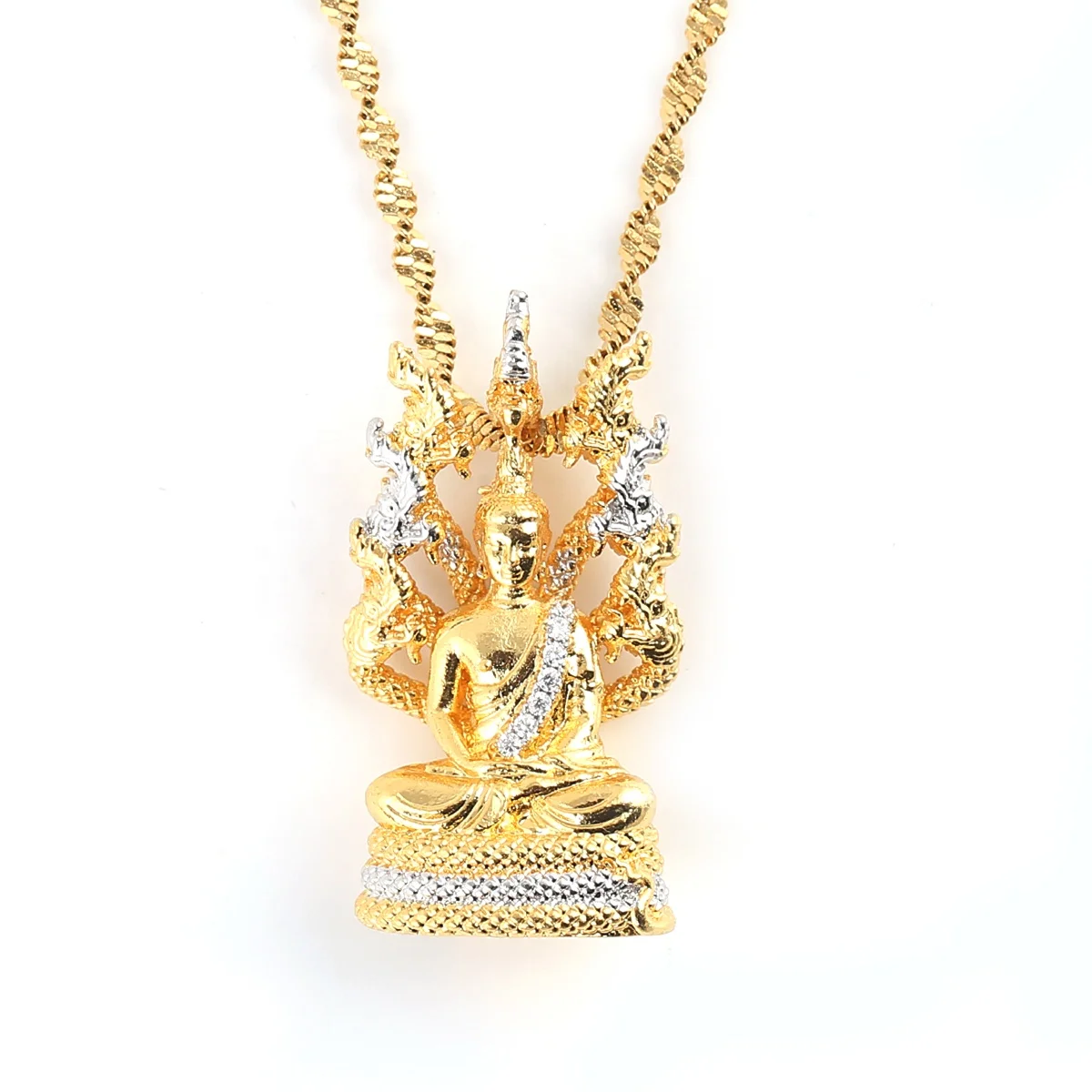 

Gold Color Vintage Tibetan Amitabha Buddha Buddhist Pendant Necklace Charm Jewelry