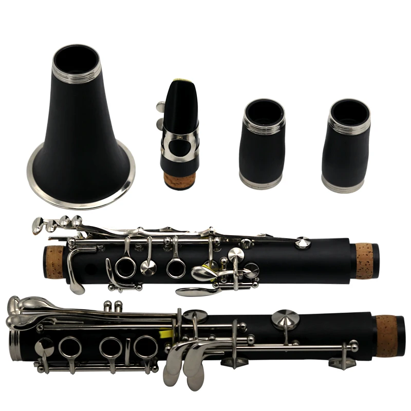 

2020 New Design Fashion Musical Instrument Grenadilla Wooden Body Silver Plated Clarinet Professional OEM