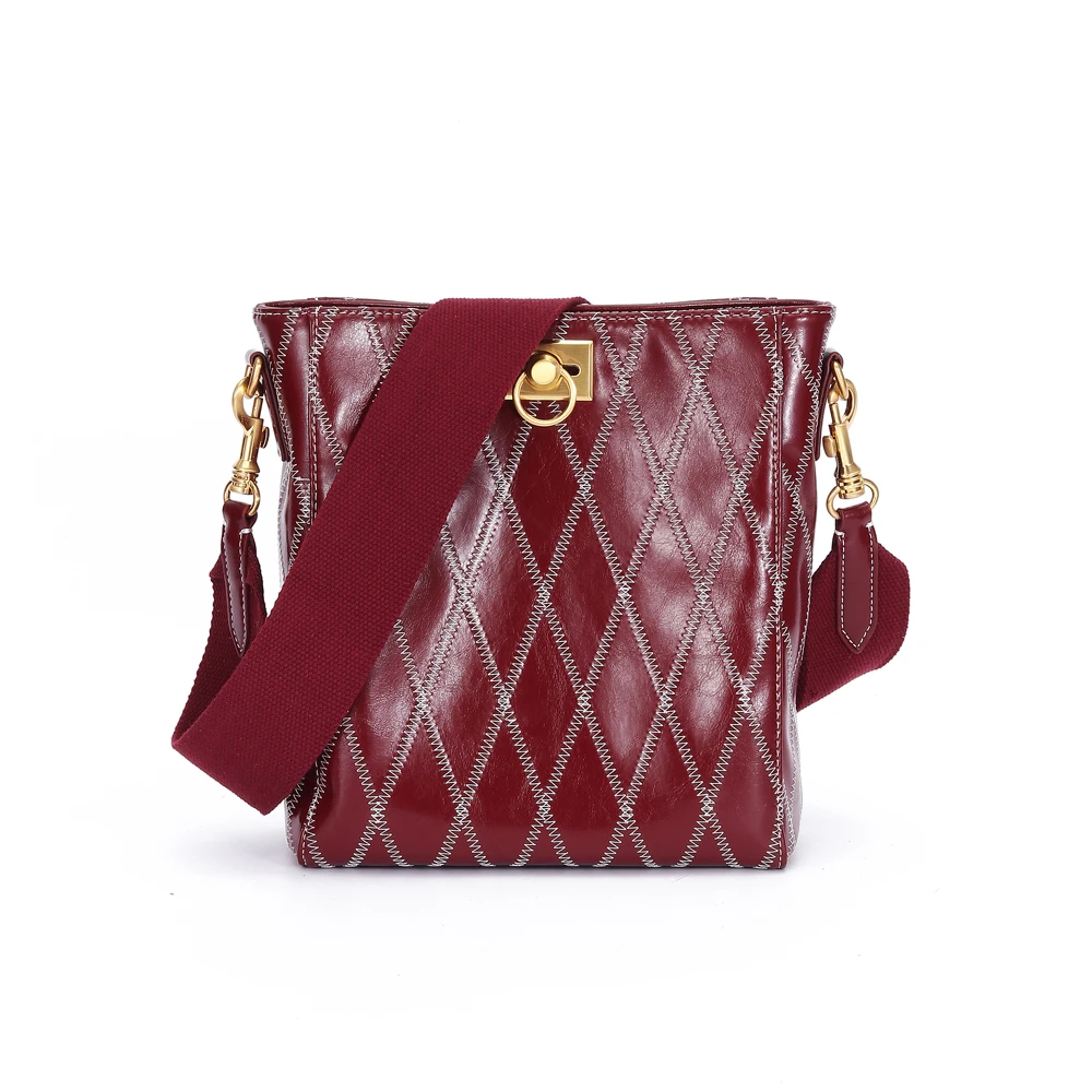 
TS8003 Burst oil wax head layer cowhide handbag new bucket female bag leather shoulder bag shoulder Messenger bag ladies handbag 