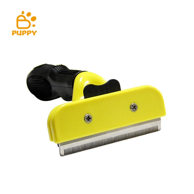 

New Design Wholesale Custom Logo Pet Dog Deshedding Brush Tool Dog Brush for shedding Pet Grooming Comb, Yellow & black