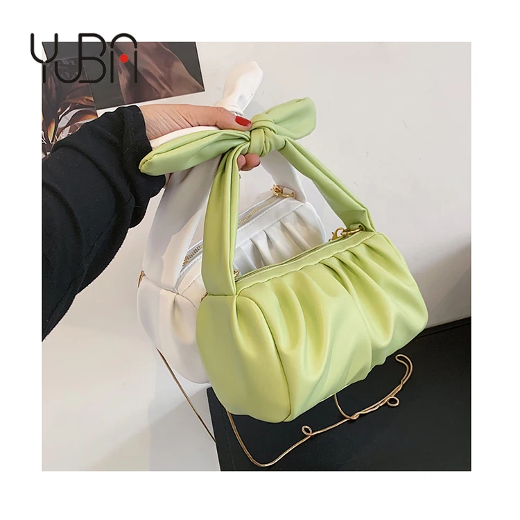 

Bows Handle chain messenger Ruched nude purses 2021 French niche ladies pleated pillow desinger bags handbags, Customizable