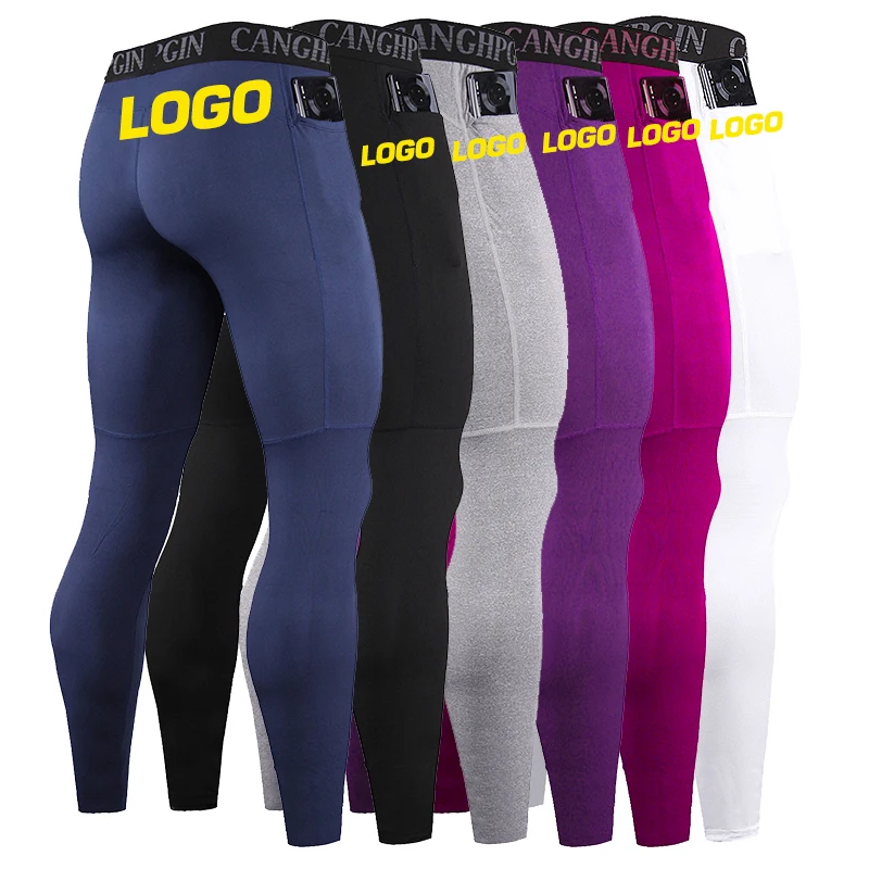 

2022 Custom Logo Plus Size Fitness Pants Men Quick-Drying Leggings Yoga Sports Trousers Running Bottoming Pants With Pockets