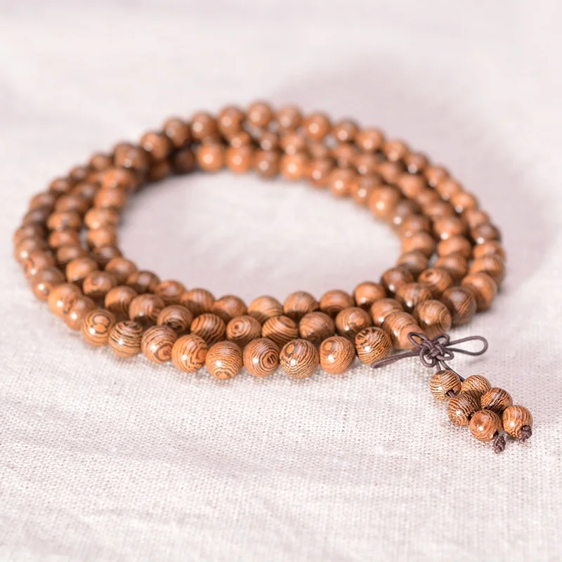 

Multilayer 108 Wood Beads Tibetan Buddhist Mala Prayer Bracelet, Wood color