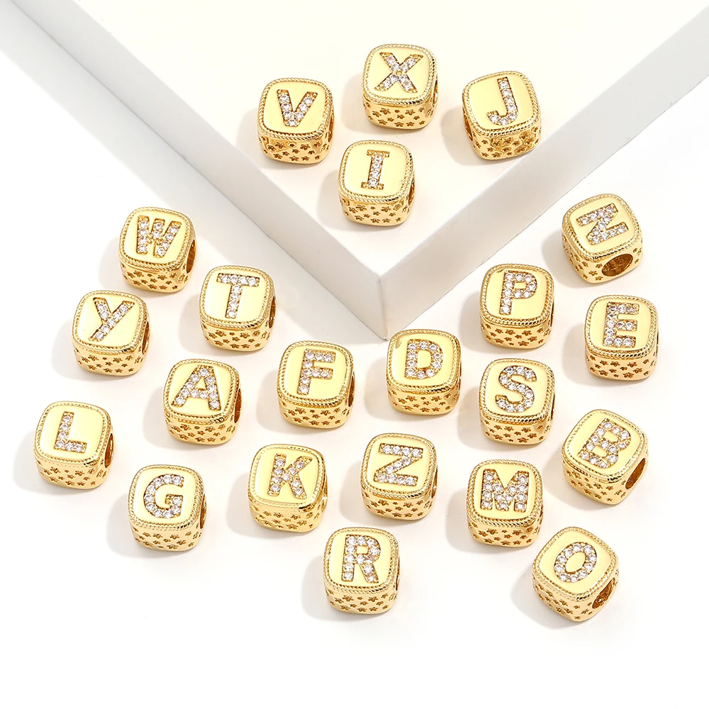 

Yiwu i-q-o-s iced out jewelry square cube alphabet pendant necklace jewelry initial letters charms for jewelry making